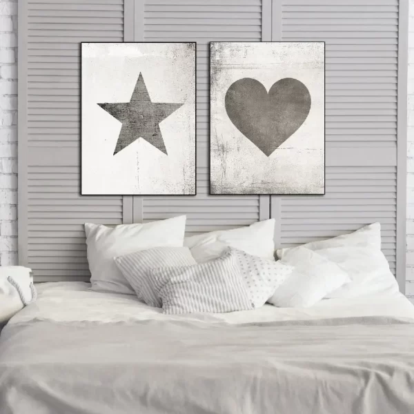 low-cost-cuadro-decoracion-dormitorio-estrella-corazon