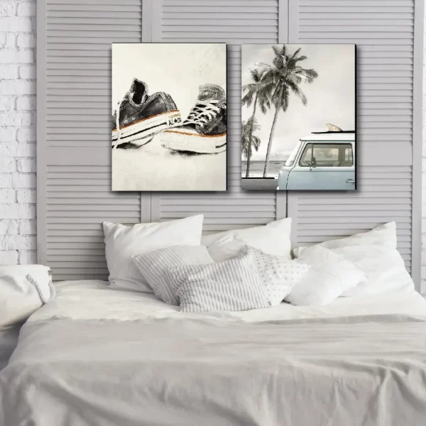 low-cost-cuadro-decoracion-dormitorio-zapatillas-palmera